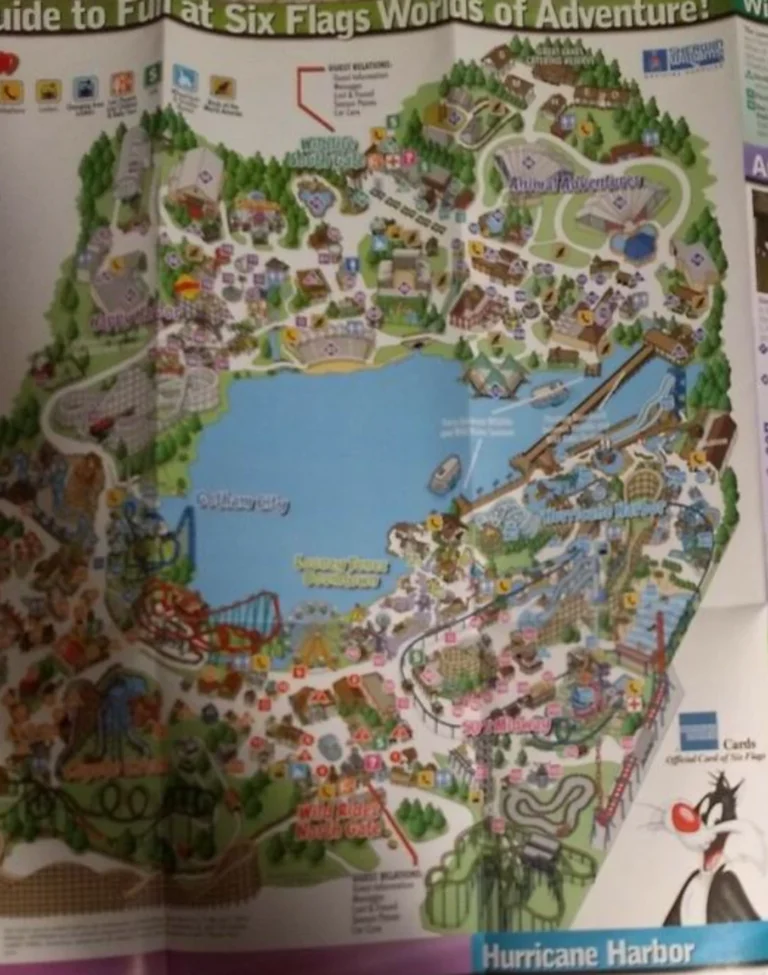 Six Flags World Of Adventure Map 2003