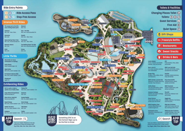 Thorpe Park Resort Map and Brochure (2025 – 1981)