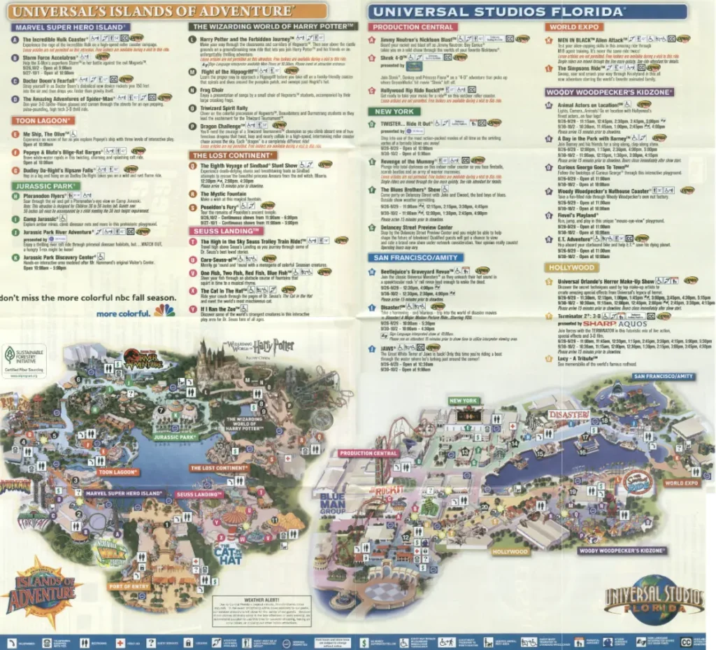 Universal Island of Adventure Map 2010