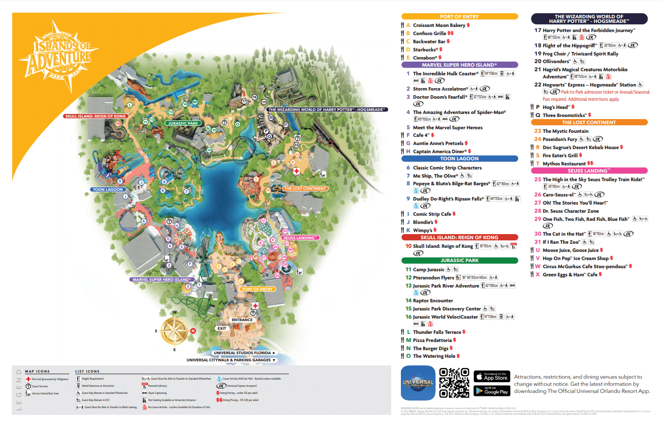 2008 Adventure Guide From Universal's Islands Of Adventure - Fold Out Map