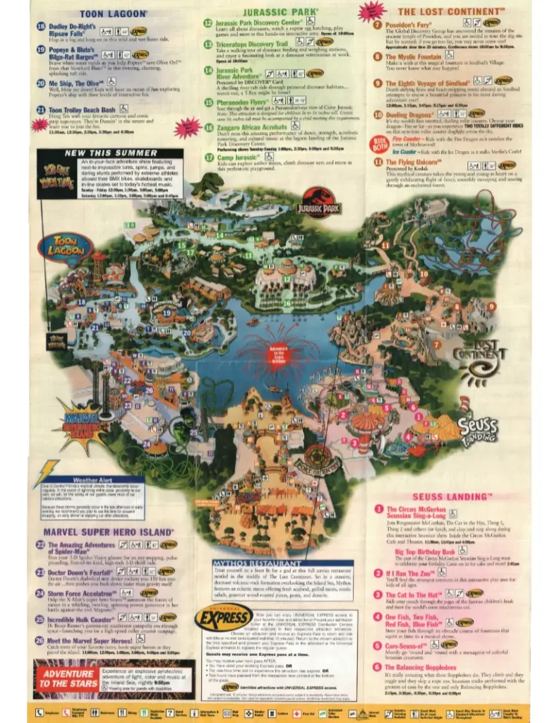 Universal Islands of Adventure Map 2001
