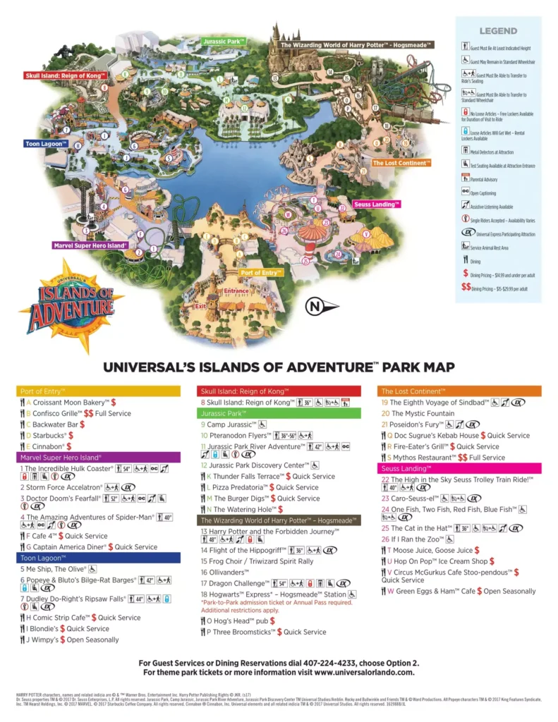Universal Islands of Adventure Map 2017