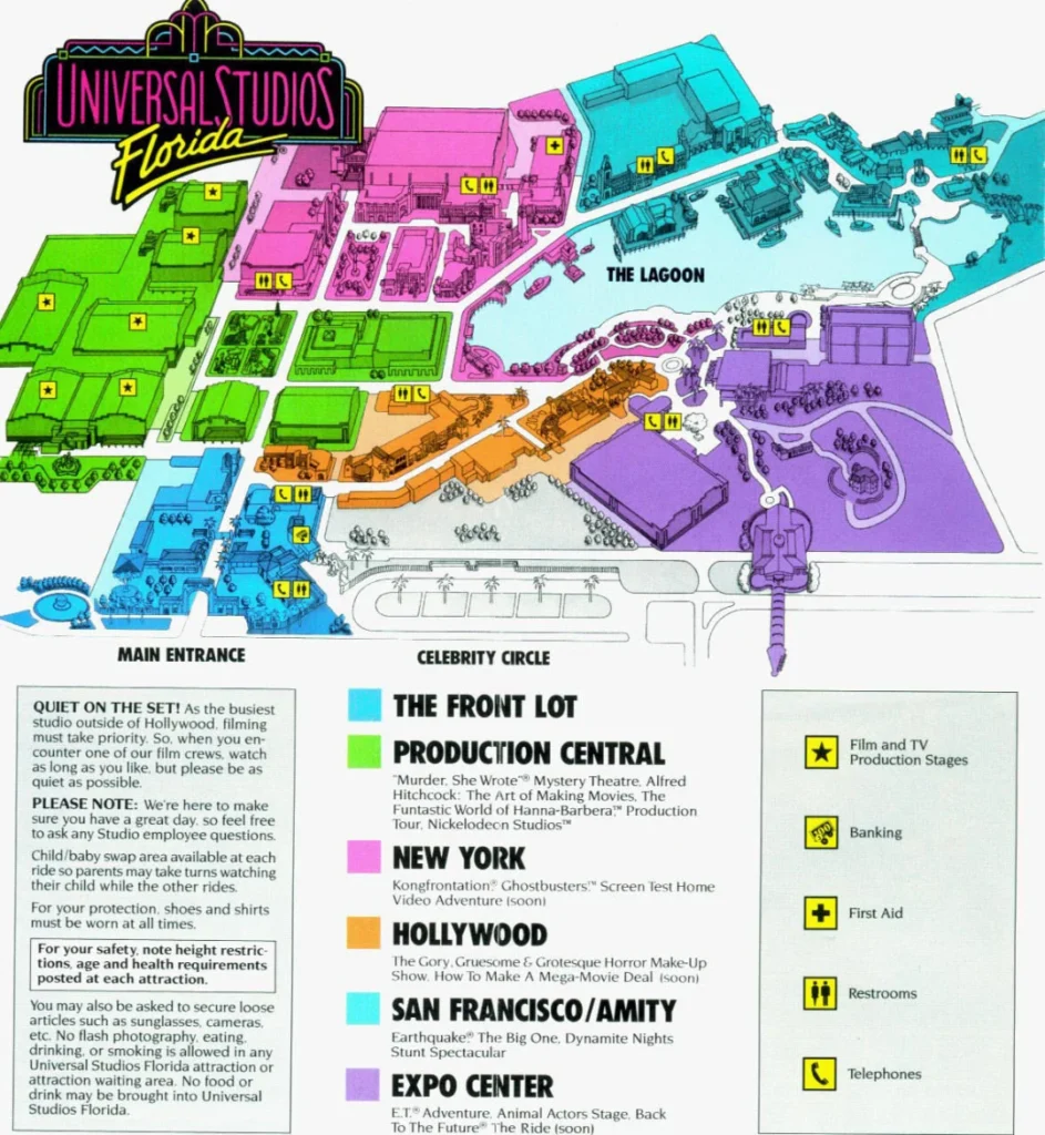 Universal Studios Florida Map 1990