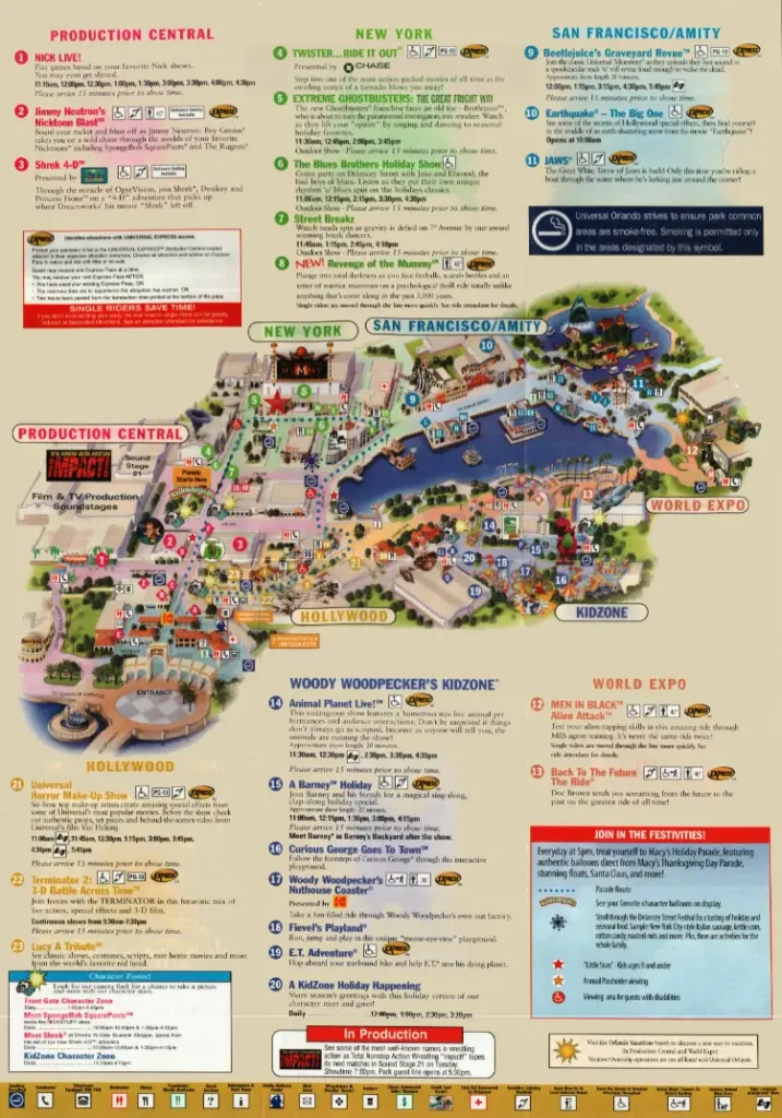 Universal Studios Florida Map 2004