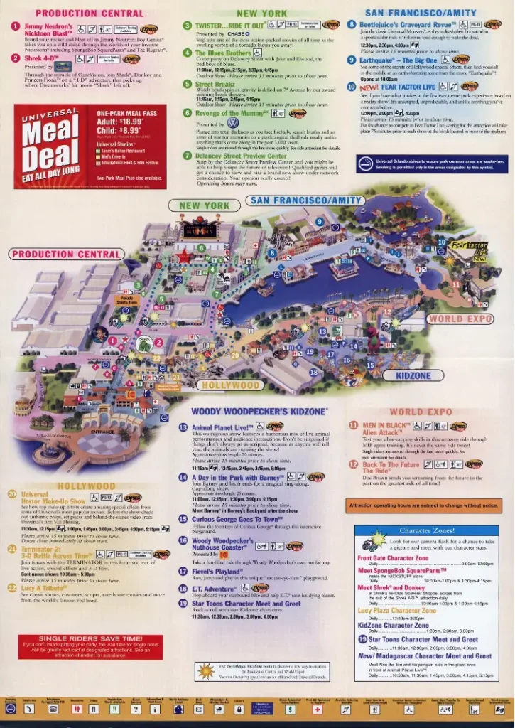 Universal Studios Florida Map 2005