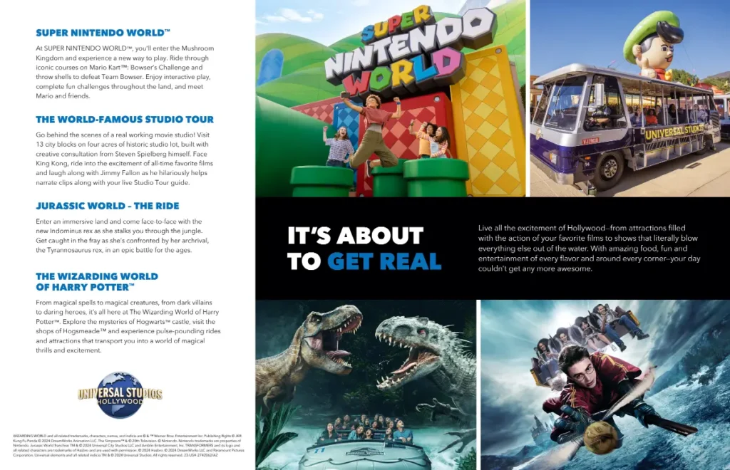 Universal Studios Hollywood Brochure 2024