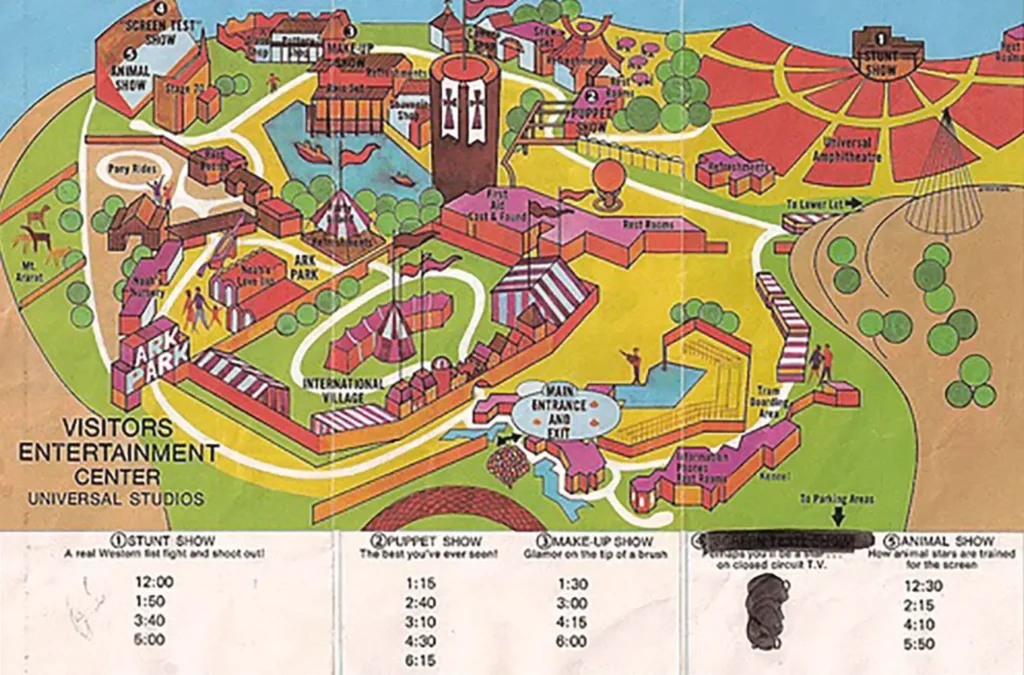 Universal Studios Hollywood Map 1972