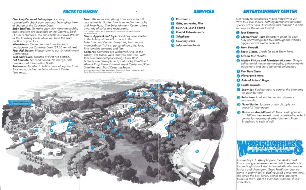 Universal Studios Hollywood Map 1981