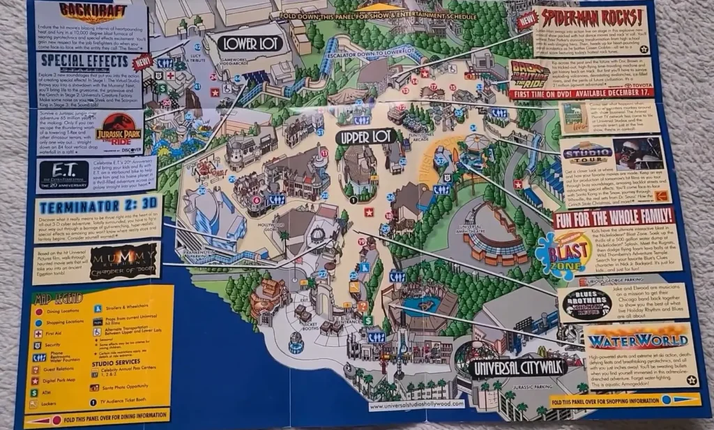 Universal Studios Hollywood Map 2002