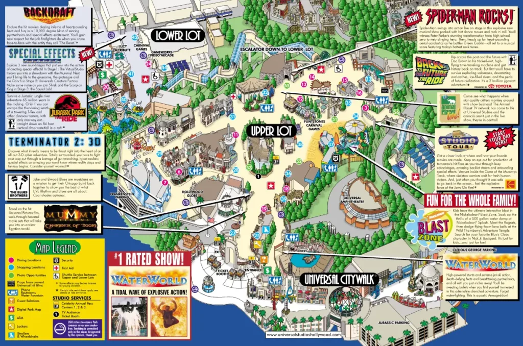 Universal Studios Hollywood Map 2003