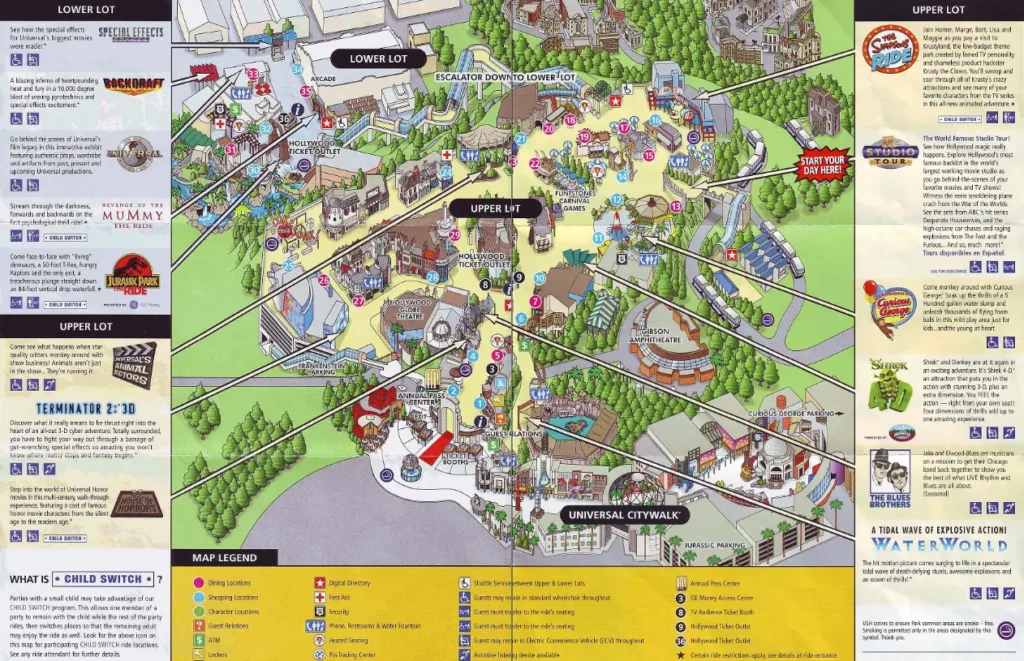 Universal Studios Hollywood Map 2015