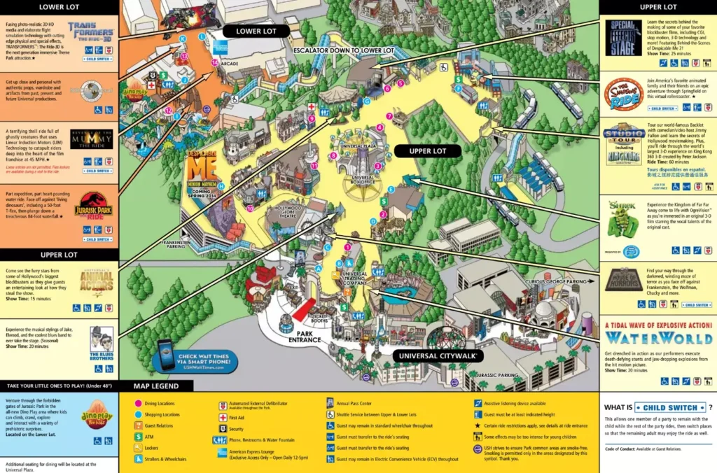 Universal Studios Hollywood Map 2018
