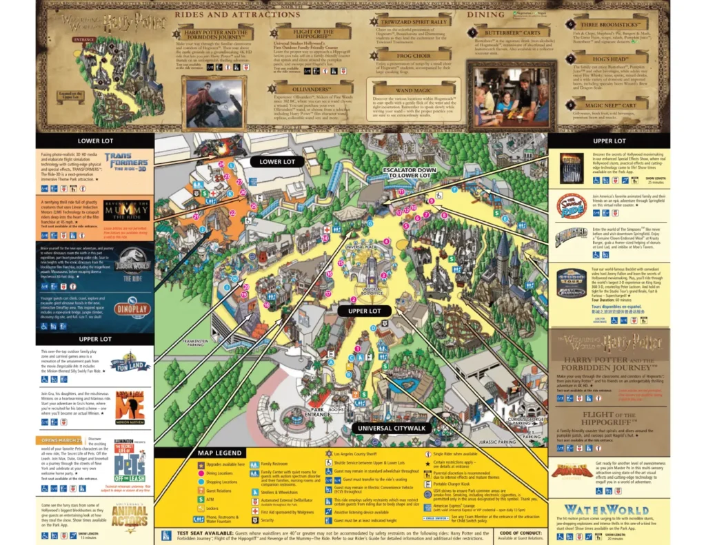 Universal Studios Hollywood Map 2022