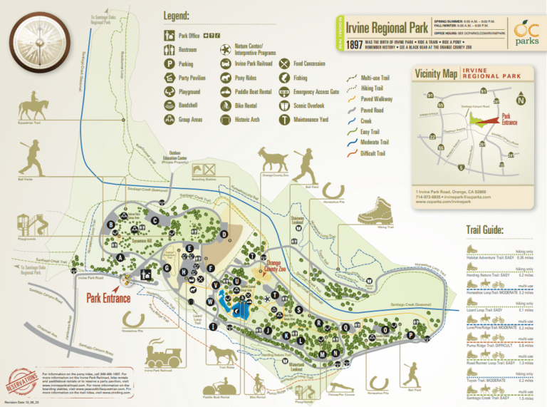 Irvine Regional Park Map and Brochure (2024 – 2022)