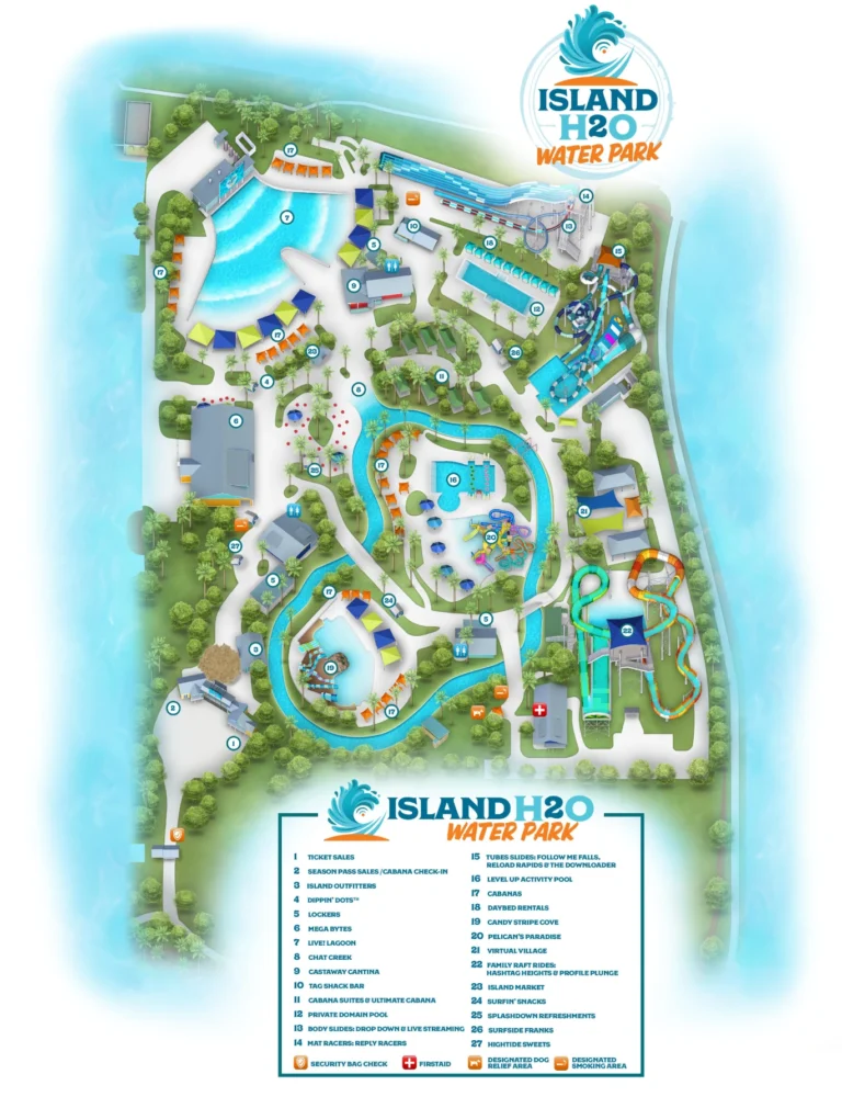 Island H2O Live! Water Park Map 2026