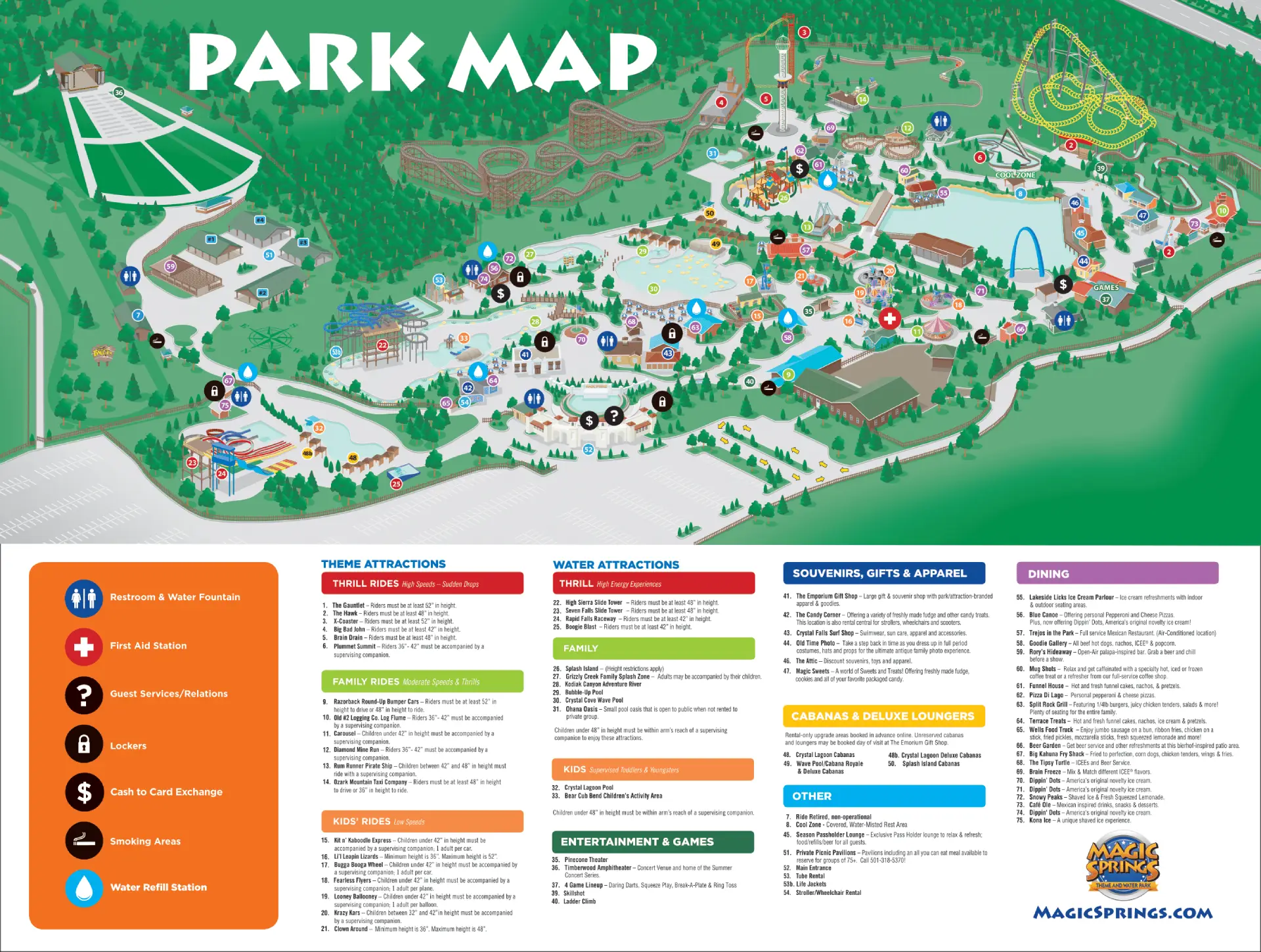 Magic Springs Theme and Water Park Map 2025