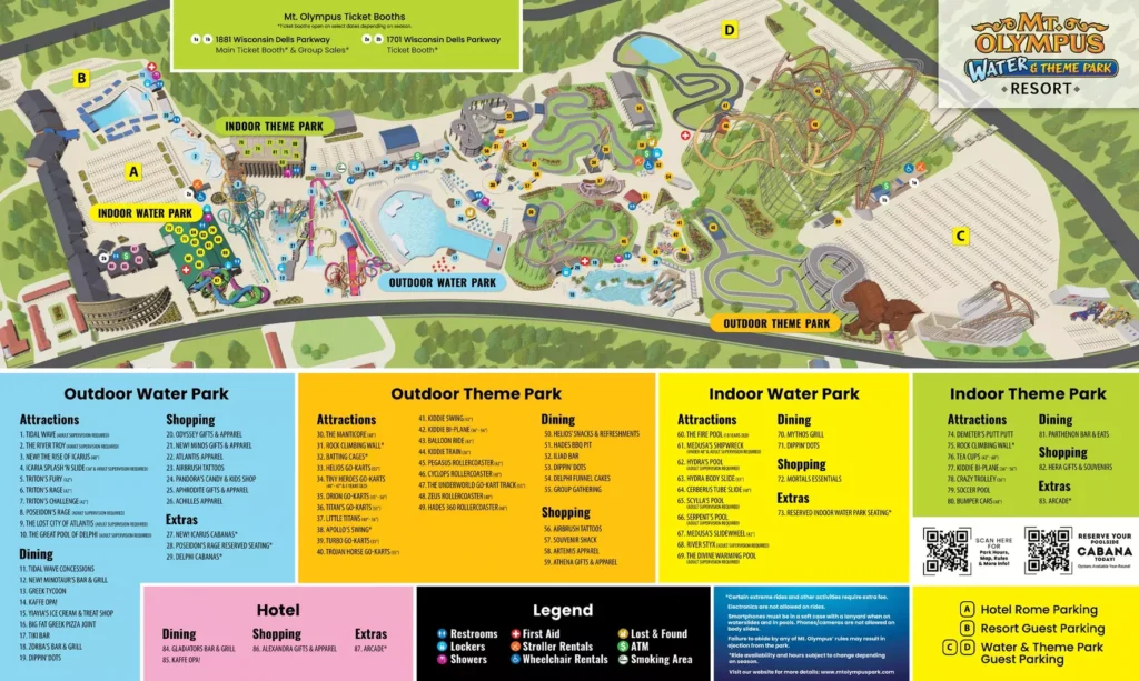 Mount Olympus Theme Park Map 2024