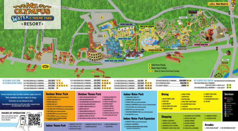 Mount Olympus Theme Park Map and Brochure (2024 – 2019)
