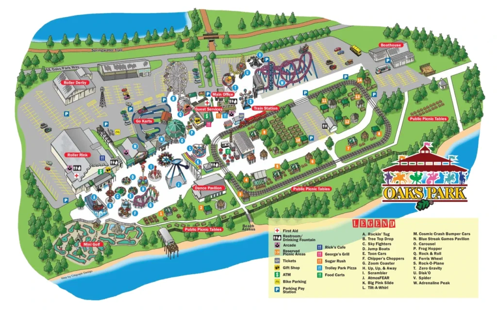 Oaks Amusement Park Map 2024