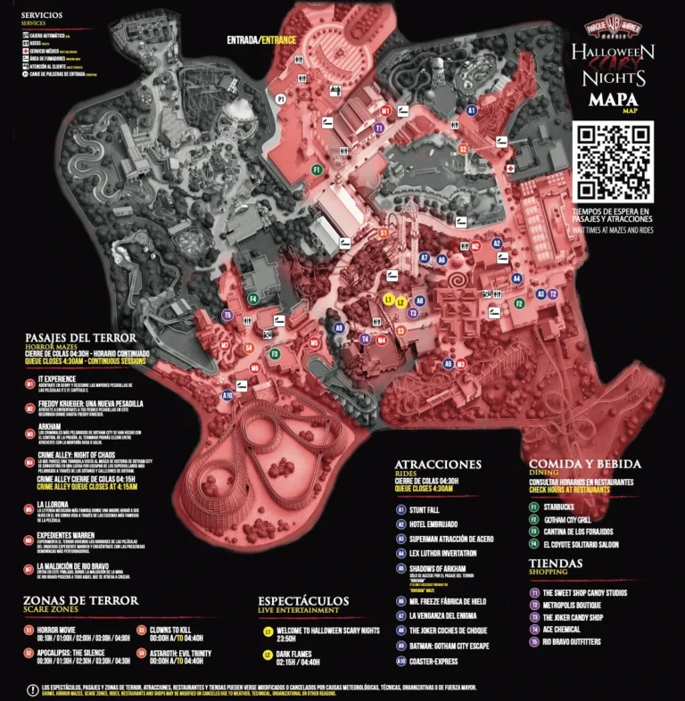 Parque Warner Madrid Scary Nights Map 2024