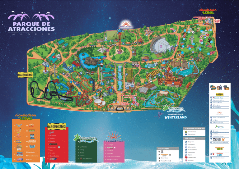 Parque de Atracciones de Madrid Map and Brochure (2021 – 2025)