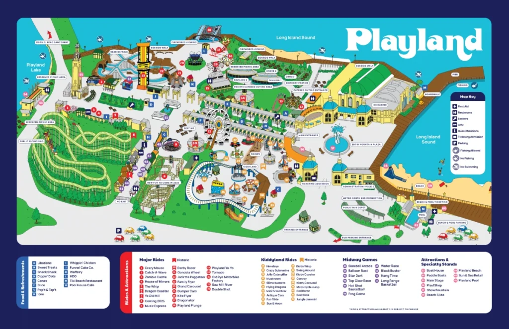 Playland Amusement Park Map 2025