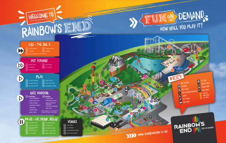 Rainbow's End Map and Brochure (2024 - 2016) | ThemeParkBrochures.net