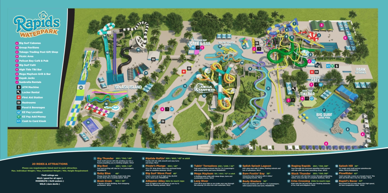Rapids Water Park Map 2025