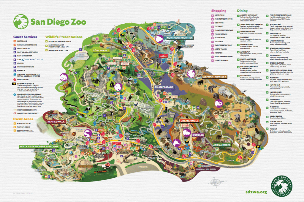 San Diego Zoo Map and Brochure (2025 2021)