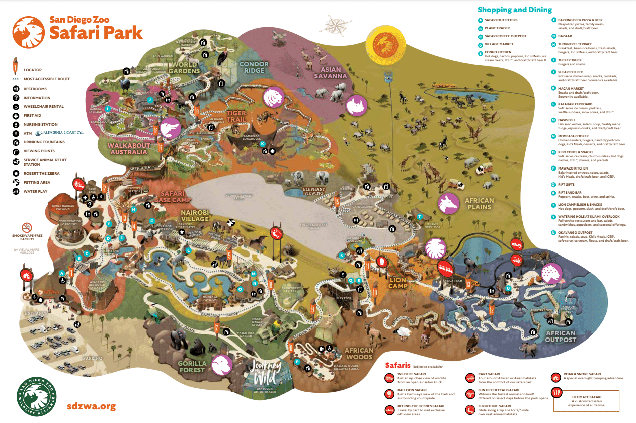 San Diego Zoo Map and Brochure (2025 2021)