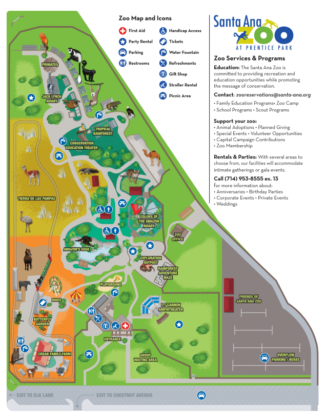 Santa Ana Zoo Map and Brochure (2023 – 2024)