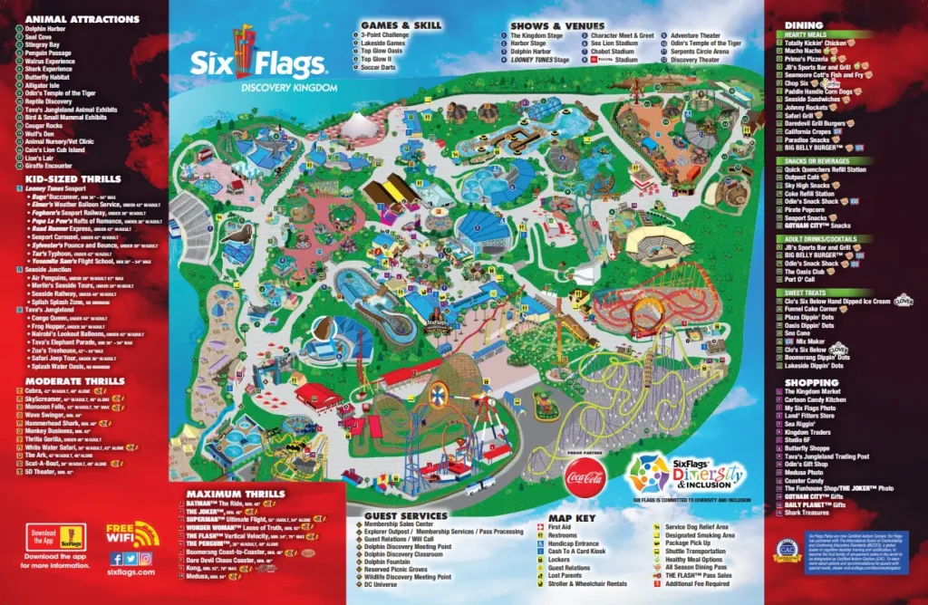 Six Flags Discovery Kingdom Map 2021