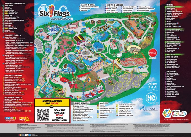 Six Flags Discovery Kingdom Map and Brochure (2025 – 1968)