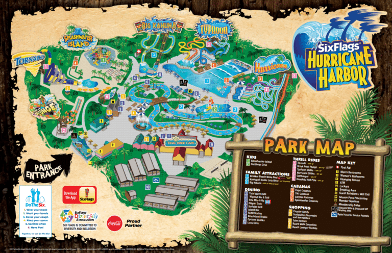 Six Flags Hurricane Harbor Concord Map and Brochure (1998 – 2025)