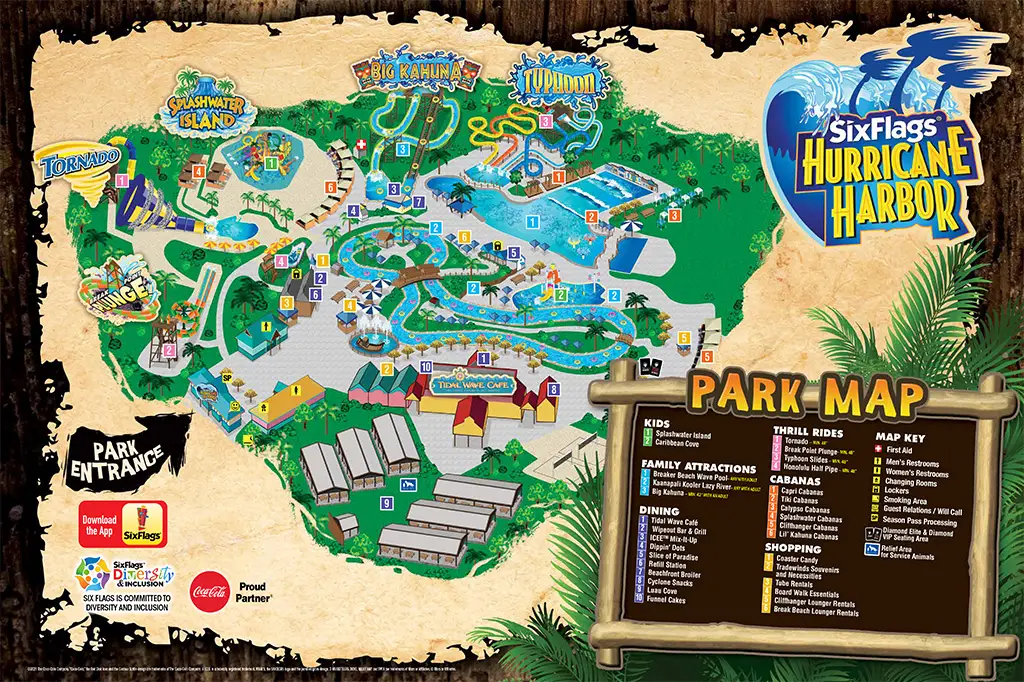 Six Flags Hurricane Harbor Concord Map 2024