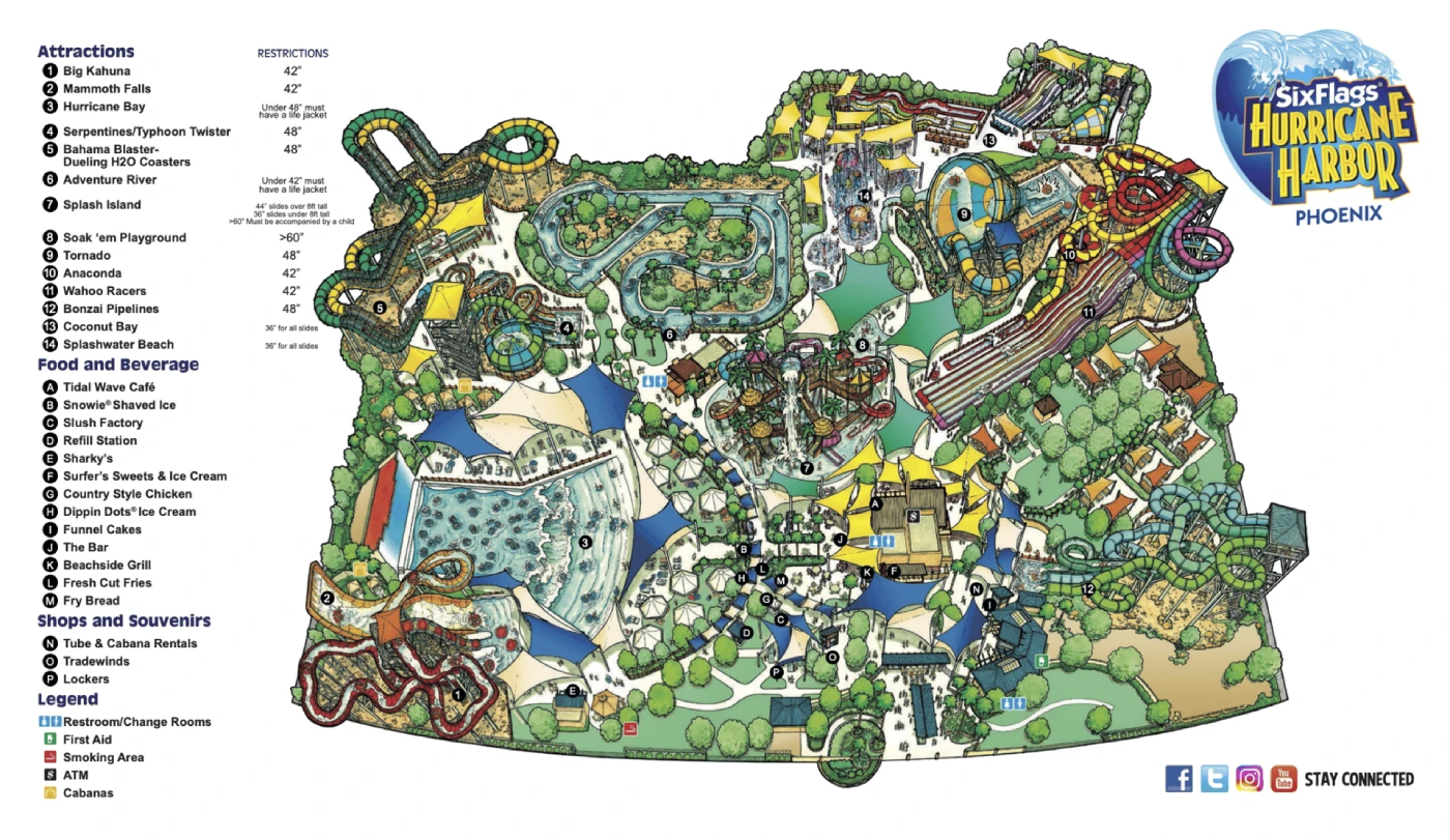 Six Flags Hurricane Harbor Phoenix Map 2022