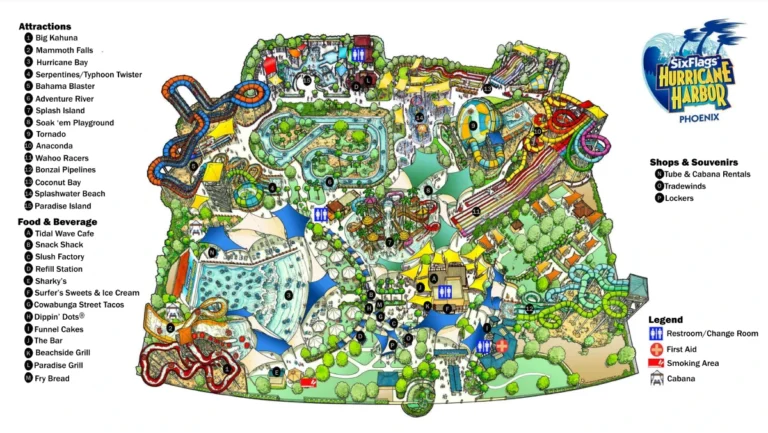 Six Flags Hurricane Harbor Phoenix Map 2024