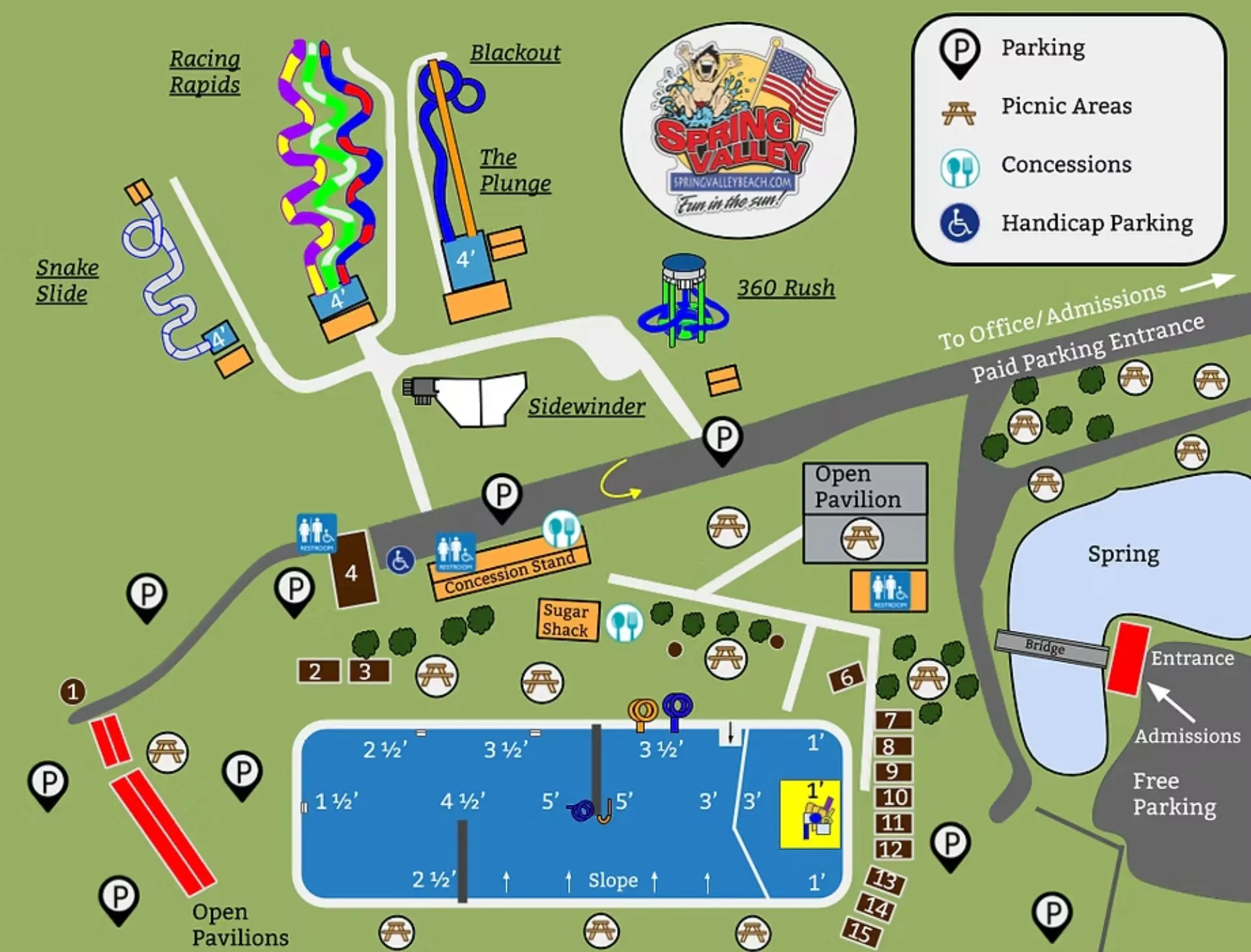Spring Valley Beach Water Park Map 2025