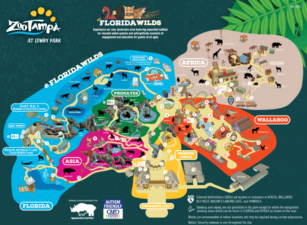 Tampa's Lowry Park Zoo Map and Brochure (2020 - 2024 