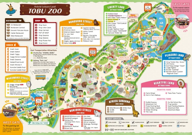 Tobu Zoo Map 2025