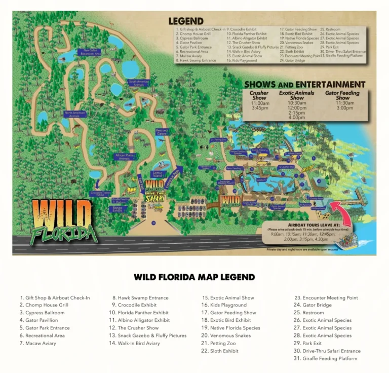 Wild Florida Airboats & Gator Park Map 2024