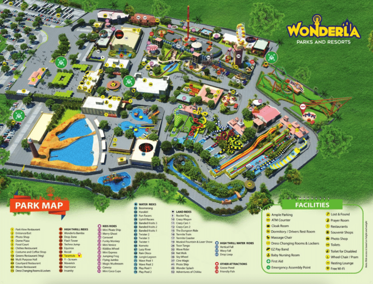 Wonderla Bangalore Map and Brochure (2025 – 2022)
