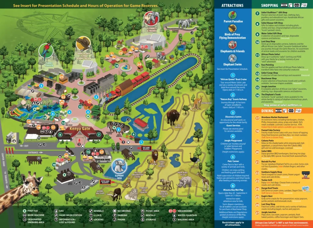 African Lion Safari Map 2024