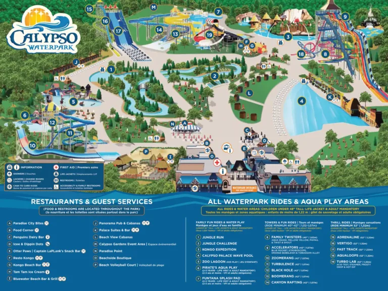 Calypso Theme Waterpark Map 2025