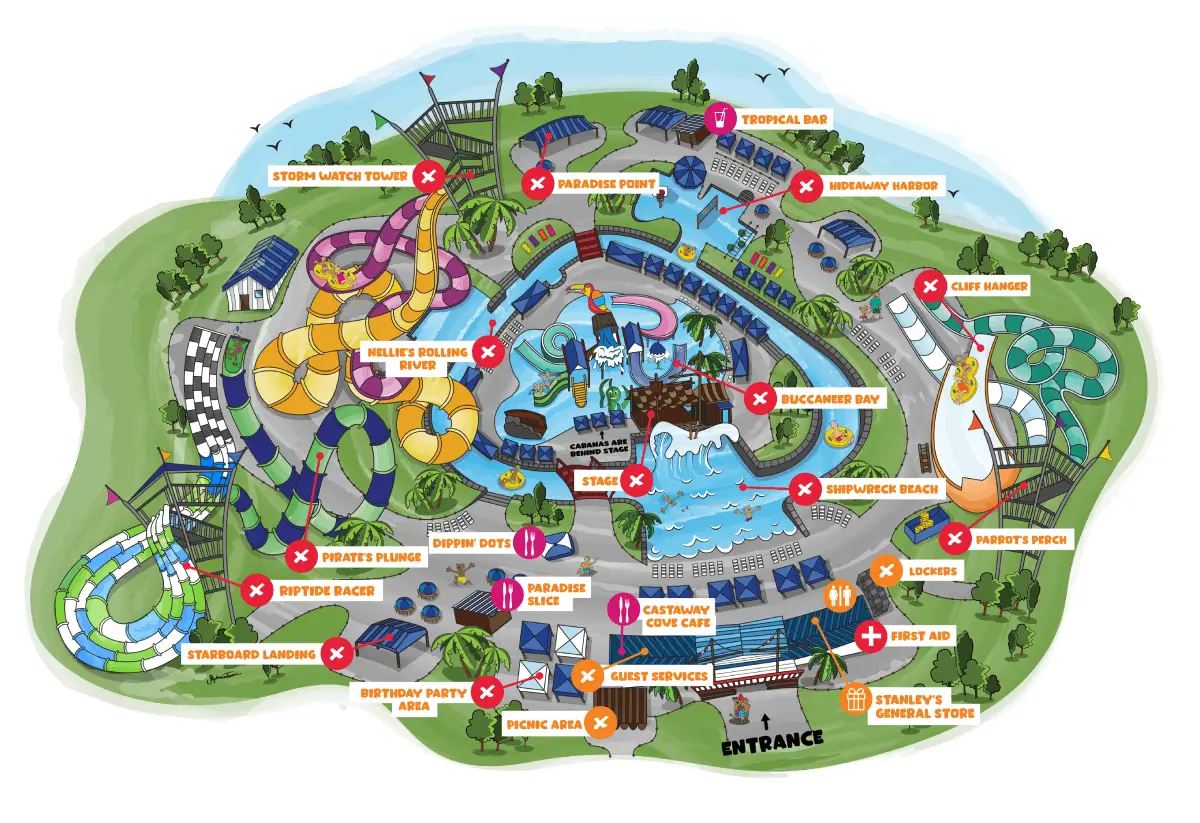 Castaway Cove Waterpark Map 2025