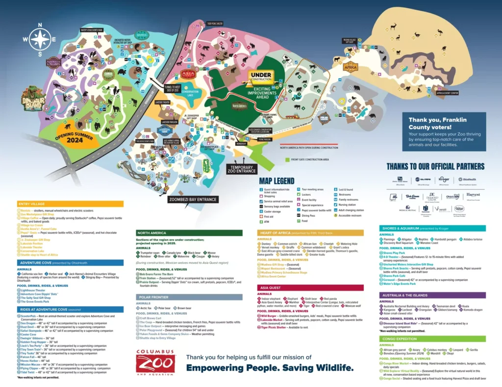 Columbus Zoo and Aquarium Map 2024