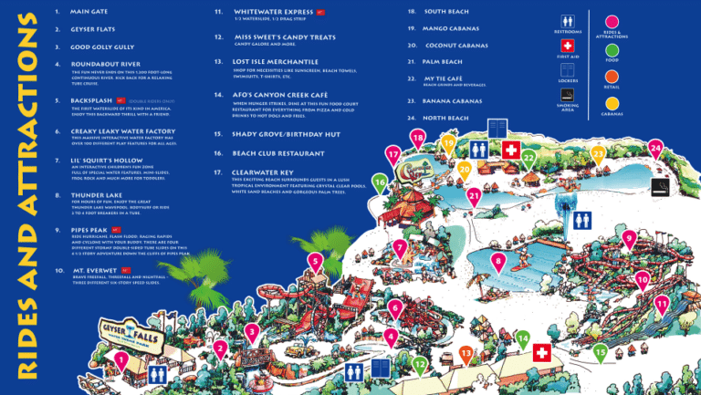 Geyser Falls Water Theme Park Map and Brochure (2025 – 2021)