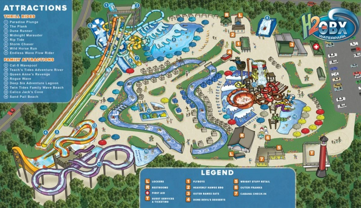 H2OBX Waterpark Map 2025