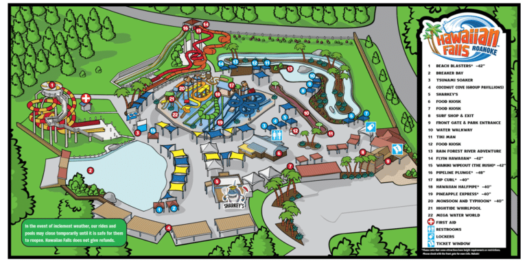 Hawaiian Falls Roanoke Map and Brochure (2025 – 2022)