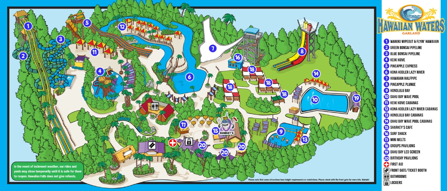Hawaiian Waters Waterpark Map 2025